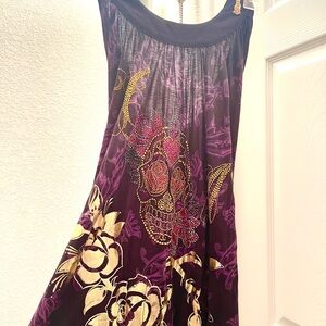 Christian Audigier Purple and Gold Maxi Dress